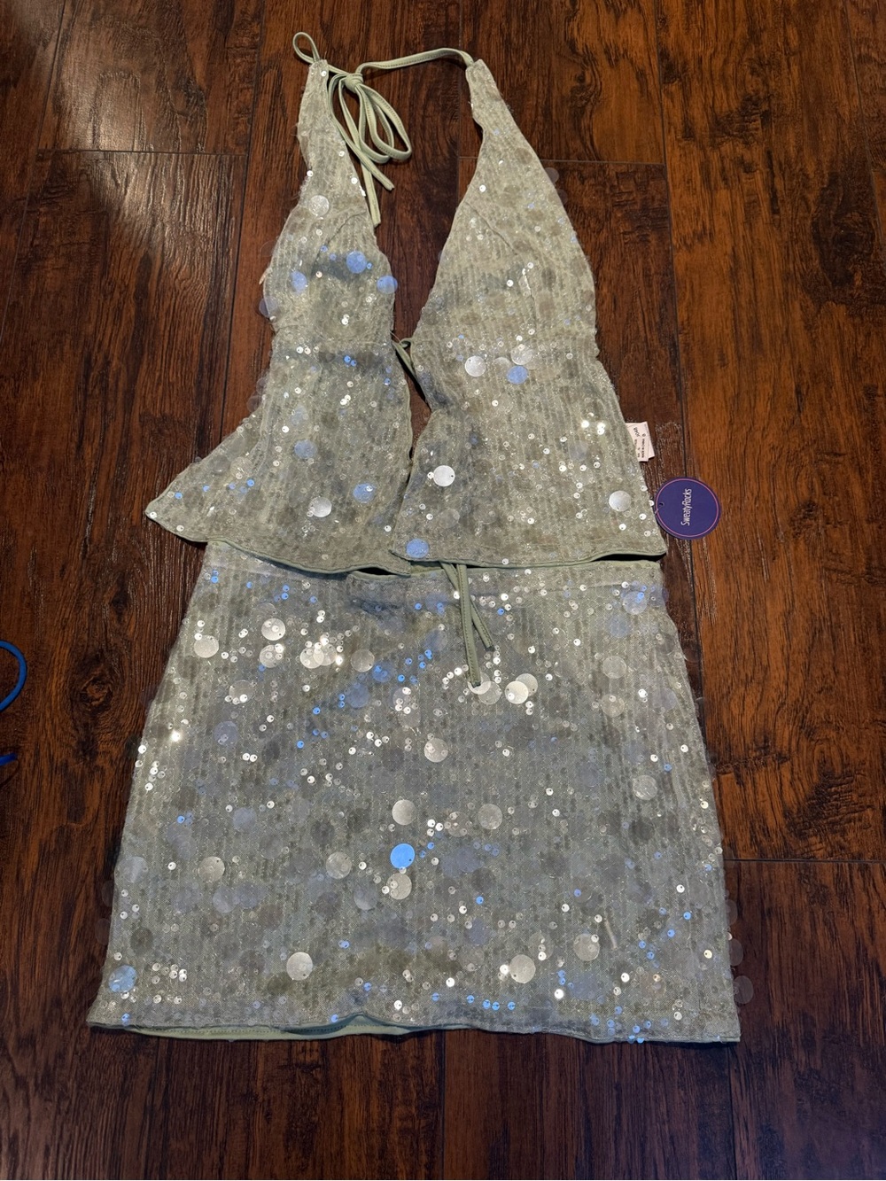 Sequin Halter and Skirt Set